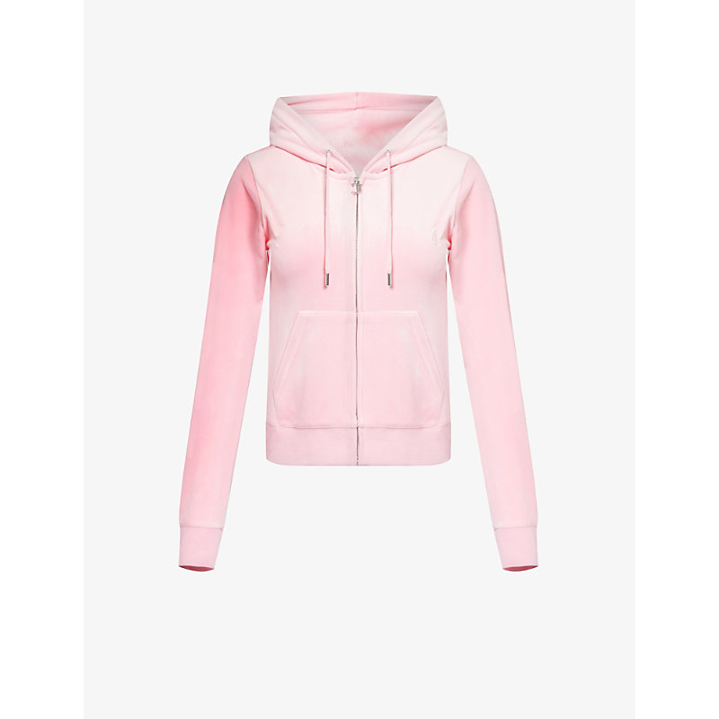 Juicy Couture Womens Candy Pink Robertson Logo-embellished Velour Hoody