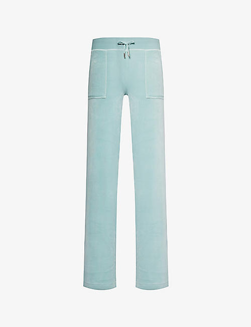 JUICY COUTURE: Del Ray straight-leg mid-rise velour jogging bottoms