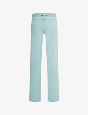 Juicy Couture Womens Blue Surf Del Ray Straight-leg Mid-rise Velour Jogging Bottoms