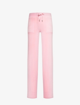 Juicy Couture Womens Candy Pink Del Ray Straight-leg Mid-rise Velour Jogging Bottoms