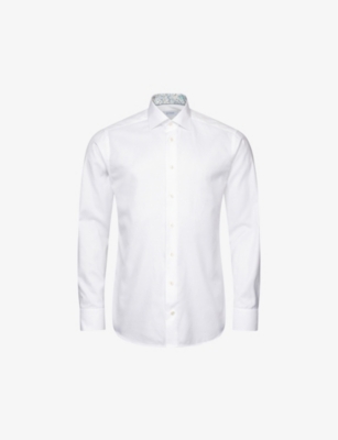 ETON: Solid slim-fit cotton-blend Oxford shirt