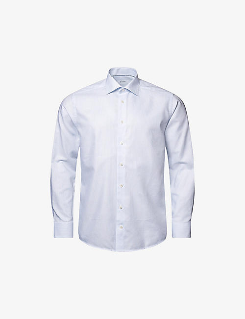 ETON: Striped slim-fit cotton-blend Oxford shirt