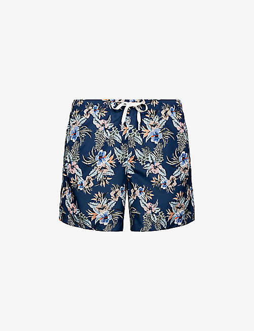 ETON: Floral-patterned drawstring woven swim shorts