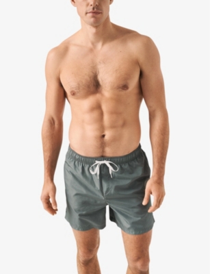 Shop Eton Men's Mid Green Drawstring Woven Swim Shorts
