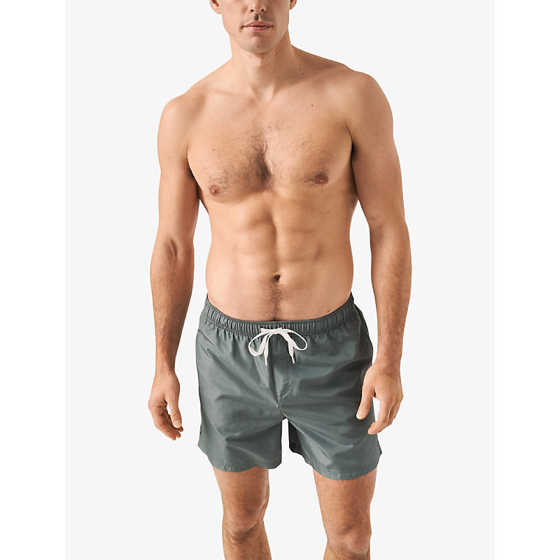 Shop Eton Mens Mid Green Drawstring Woven Swim Shorts