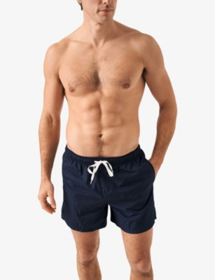 Shop Eton Men's Navy Blue Drawstring Woven Swim Shorts