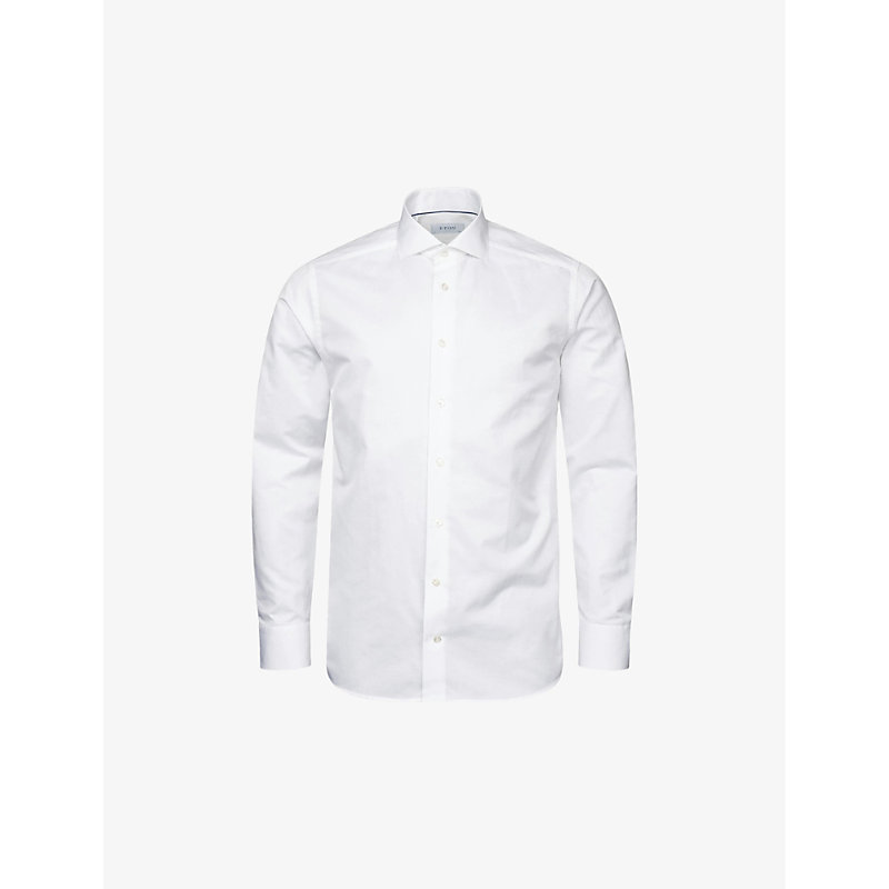 Eton Mens White Solid Slim-fit Cotton And Linen-blend Shirt