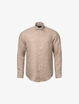ETON: Solid slim-fit linen shirt