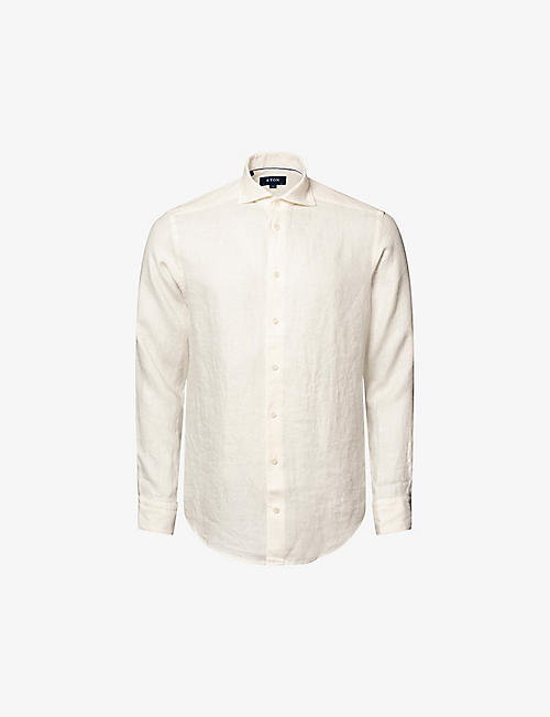 ETON: Solid slim-fit linen shirt