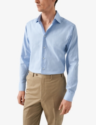 Shop Eton Men's Light Blue Signature Twill Pin-dot Regular-fit Cotton Shirt