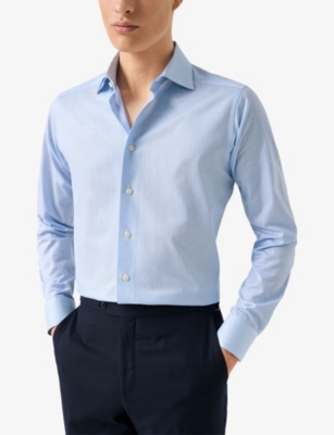Eton Mens Light Blue Signature Striped Cotton-twill Shirt In Blue