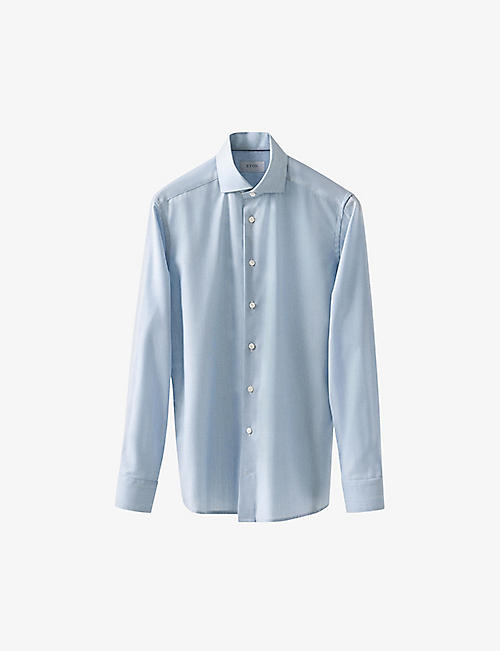 ETON: Semi-solid crease-resistant slim-fit merino-wool shirt