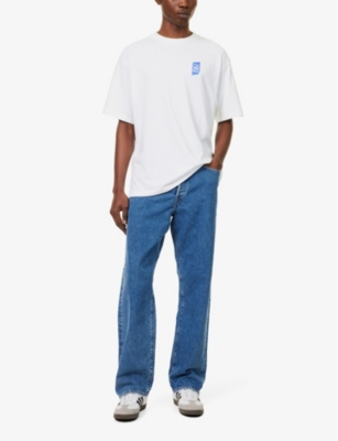 Shop Replay Men's Off White Logo-print Cotton-jersey T-shirt