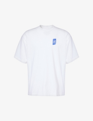 Replay Mens Off White Logo-print Cotton-jersey T-shirt