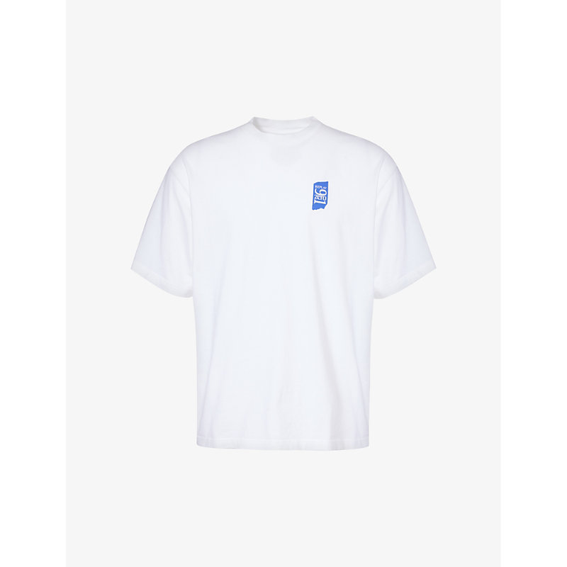Replay Mens Off White Logo-print Cotton-jersey T-shirt