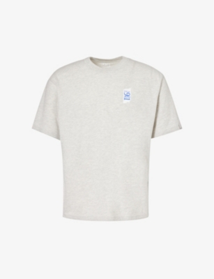 Shop Replay Men's Grey Marl Logo-print Cotton-jersey T-shirt