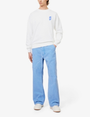 Shop Replay Men's Off White Logo-print Cotton-jersey Sweatshirt