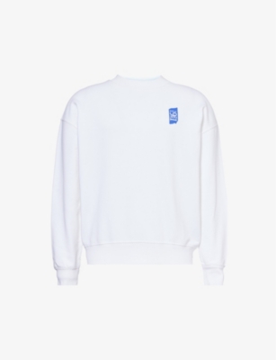 Replay Mens Off White Logo-print Cotton-jersey Sweatshirt