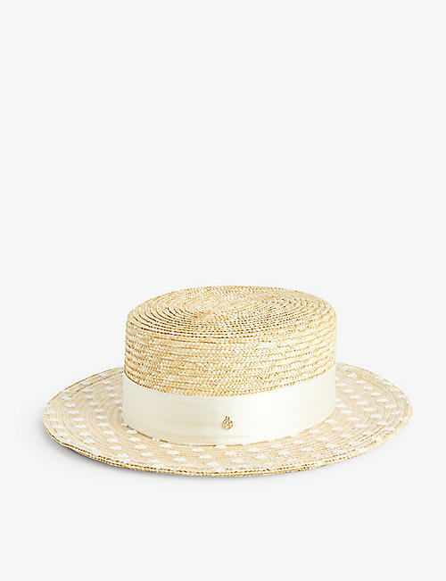 MAISON MICHEL: Kiki brand-plaque straw hat