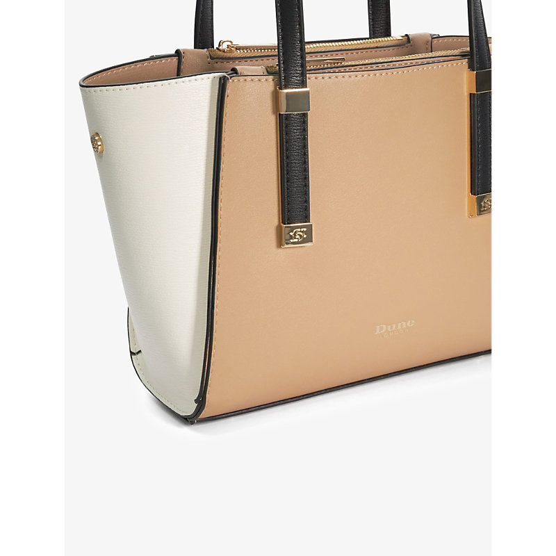 Shop Dune Dinkydresden Colour-block Faux-leather Tote Bag In Camel-synthetic