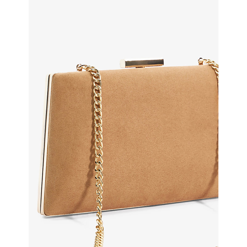 Shop Dune Bellaire Chain-strap Faux-suede Clutch Bag In Camel-fabric