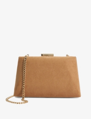 DUNE: Bellaria chain-strap faux-suede clutch bag