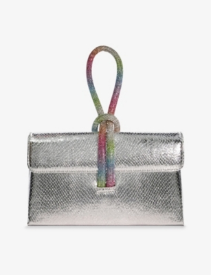 DUNE: Brynie metallic faux-leather top-handle bag