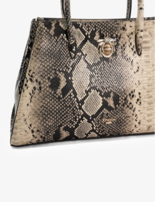Shop Dune Black White-reptile Daitlyn Snake-effect Faux-leather Top-hand Bag