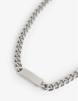 Shop Dsquared2 Brand-engraved Brass Necklace In Palladium