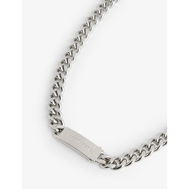 Shop Dsquared2 Brand-engraved Brass Necklace In Palladium