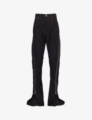 Rick Owens Mens Black Bolan Zip-embellished Tapered Cotton Trousers