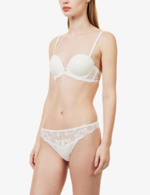 Aubade Womens Opale Kiss Of Love Lace-embellished Woven Bandeau Bra In Opale