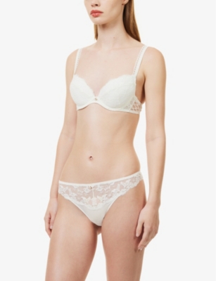 Aubade Womens Opale Kiss Of Love Lace-embellished Woven Plunge Bra In Opale