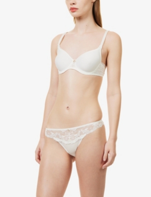 Aubade Womens Opale Kiss Of Love Lace-embellished Woven Bandeau Bra In Opale