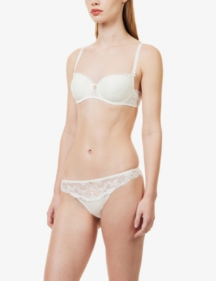Aubade Womens Opale Kiss Of Love Lace-embellished Woven Bandeau Bra In Opale