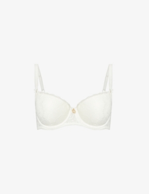 Shop Aubade Rosessence Stretch-lace Half-cup Bra In Opale