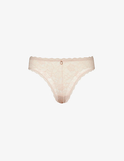 AUBADE: Rosessence mid-rise stretch-lace tanga briefs