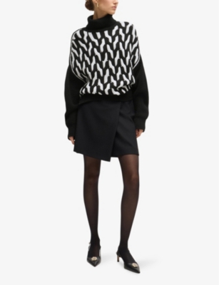 Hugo Boss Virgin-wool Sweater With Two-tone Cable Structure In Open Miscellaneous