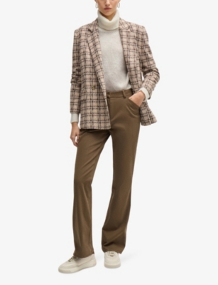 BOSS: Argyle relaxed-fit roll-neck mohair and wool-blend jumper
