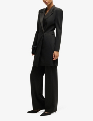 Hugo Boss Tuxedo-style Dress With Wrap Front In Black