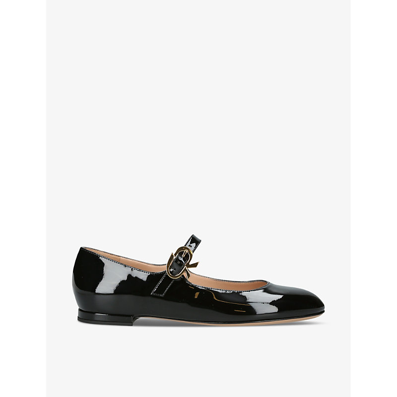 Shop Gianvito Rossi Womens Black Mary Buckle-embellished Patent-leather Pumps