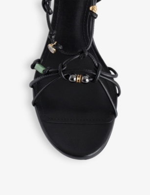 Shop Zadig & Voltaire Zadig&voltaire Women's Noir Alana Charm-embellished Heeled Leather Sandals