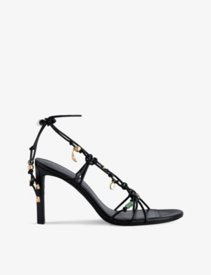 Shop Zadig & Voltaire Zadig&voltaire Women's Noir Alana Charm-embellished Heeled Leather Sandals