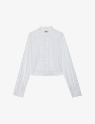 ZADIG&VOLTAIRE: Theby pleated cropped cotton shirt