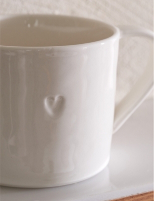 The White Company White Bourton Heart Stoneware Mug 9cm In White