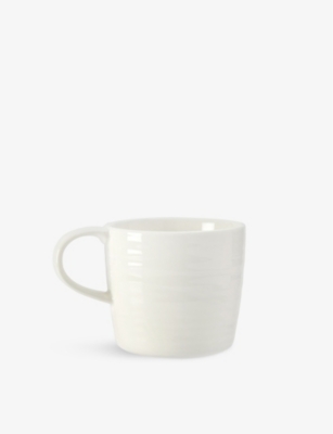 THE WHITE COMPANY: Selsey ribbed-effect bone-china coffee mug 8cm