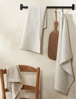 THE WHITE COMPANY: Ditsy Heart-Print Cotton Tea Towel Set Of Two