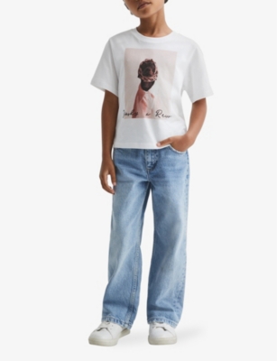 Shop Reiss Boys White Kids Yoshy Graphic-print Cotton T-shirt 4-14 Years