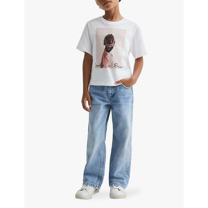 Shop Reiss Boys White Kids Yoshy Graphic-print Cotton T-shirt 4-14 Years