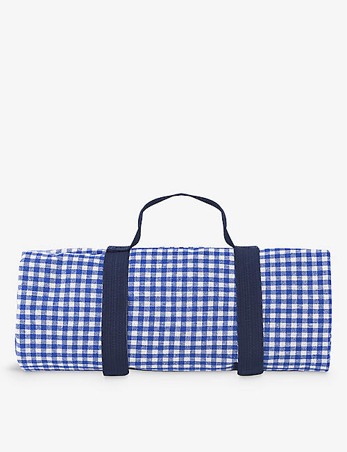 LES JARDINS DE LA COMTESSE: Gingham-print fold-up cotton picnic blanket 140cm x 140cm